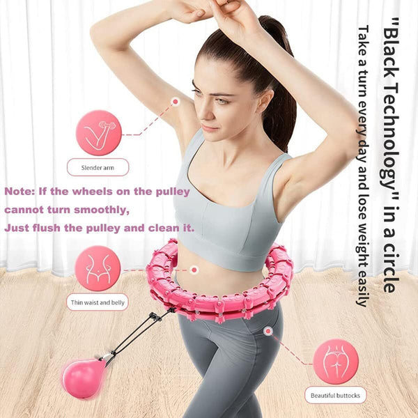 Weighted Smart Hula Ring Hoop 24-Knot Auto-Spinning Fitness