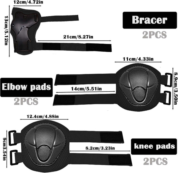 6pcs Kids Knee Pad Elbow Pads Wrist Guards Safety Protector Kit for Bike Skating