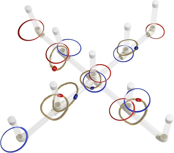 Ring Toss Outdoor LED Game - Luminous Multi-Color, 9 Poles, 16 Rings