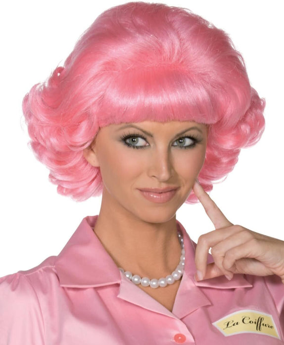 Smiffys Grease Pink Frenchy Wig - Short & Curly, Adult, Licensed