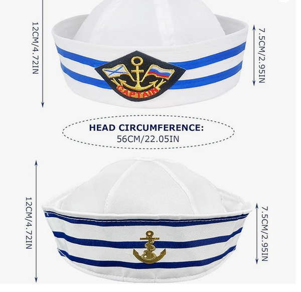 Sailor Hat Set, Captain Sailor Costume Accessories for Adults & Kids