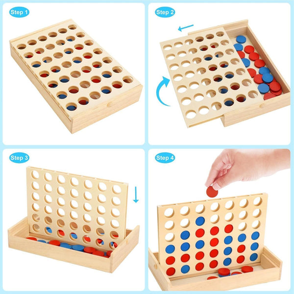 VingaHouse Wooden Four In a Row Game - German Classic Strategy Toy