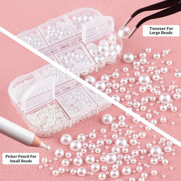 1 Pack Of 4000 Flatback Rhinestones Pearls For Crafting Simulated Pearl Beads