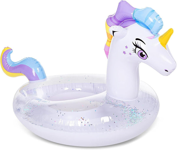 JOYIN Inflatable Unicorn Pool Float 129x85x82cm Glitter Kids Summer Fun Toy