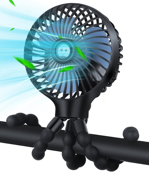 Pram Fan Clip-On Stroller Fan, Portable, Rechargeable for Baby Travel