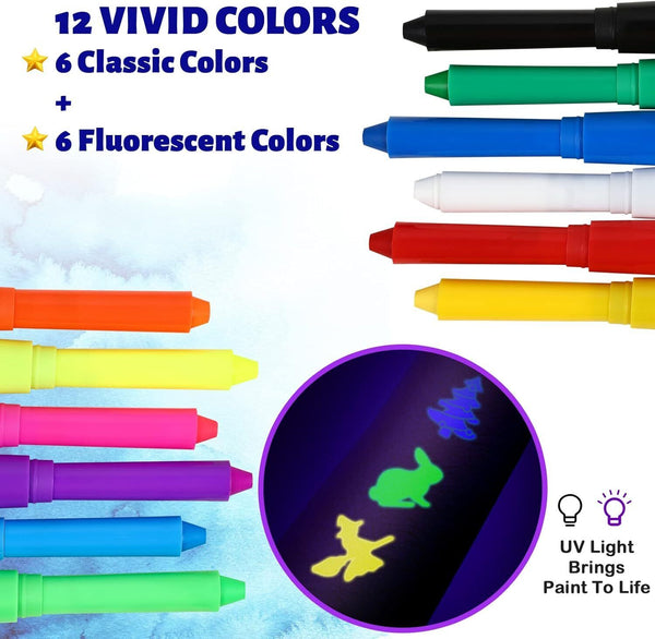 12 PCS Face Paint Crayons Kit Bright Colors Face Paint Kit Set For Kids Safe