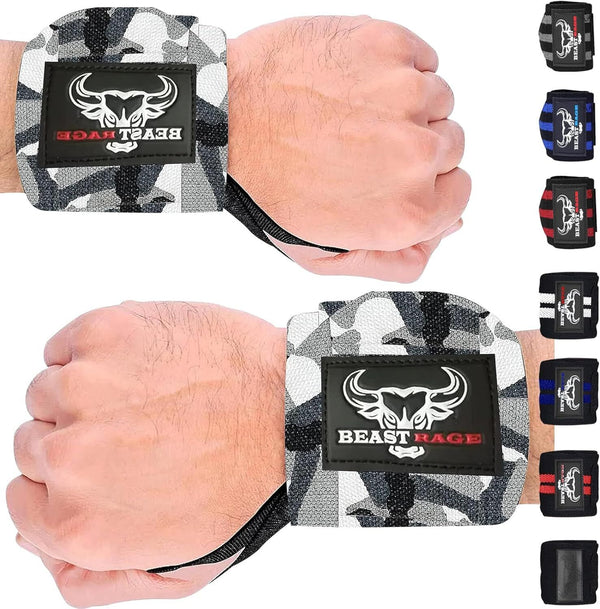 BEAST RAGE Weight Lifting Wrist Wraps Muscle Building Fitness Training Gym Strap