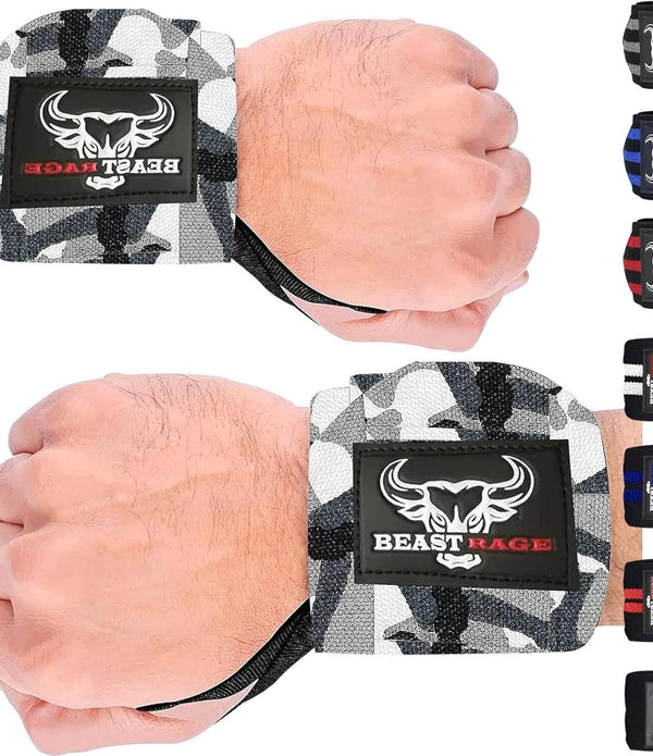 BEAST RAGE Weight Lifting Wrist Wraps Muscle Building Fitness Training Gym Strap