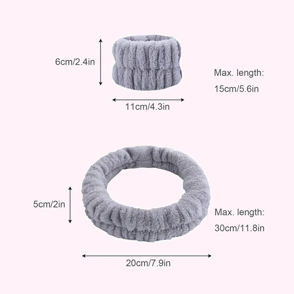 KEYRI Spa Headband Wrist Washband Set 6 Pcs Soft Spa Facial Makeup Headbands