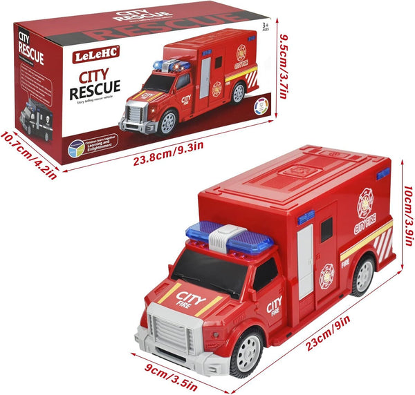 CYKT Fire Truck Toy for 3-8 Year Old Kids, LED Music Electric Universal Wheel