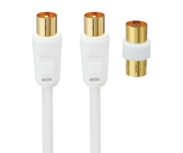LOG Cable L2AERA15, Tangle Free, Female-to-Female, White/ Gold