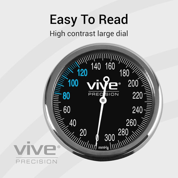 Vive Precision Aneroid Sphygmomanometer Manual Blood Pressure Cuff and Case