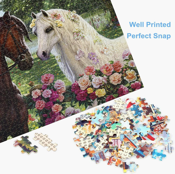 AveJoys Puzzle 1000 Pieces Adult Brown & White Horse 52 x 38 cm Wooden Puzzle