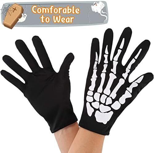 Tatuo Skeleton Gloves & Skull Mask, Ghost Bones for Halloween Costume Party