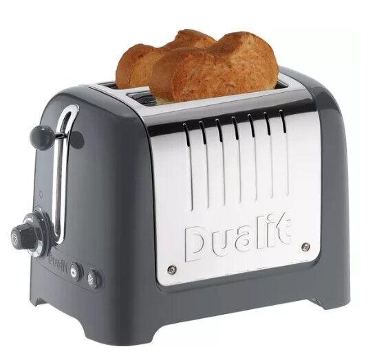 Dualit Grey/Silver Lite 2-Slice Toaster - Grey, Adjustable Browning & High Lift