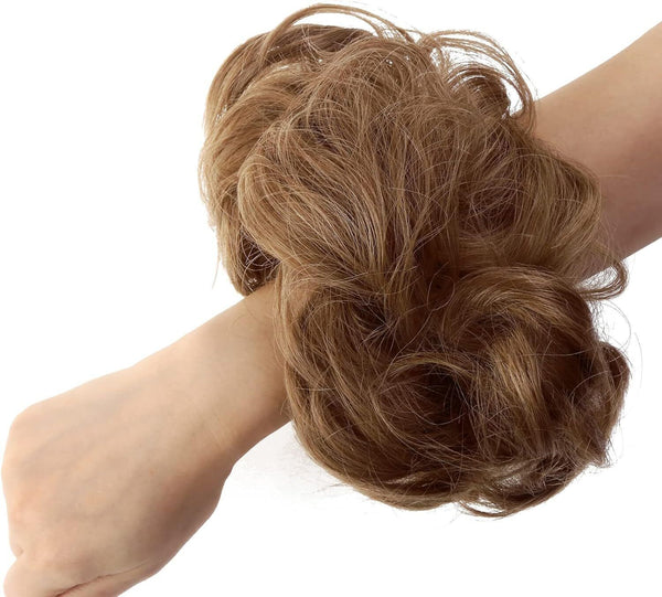 JJstar Messy Hair Bun Scrunchies - Brown & Blonde, Curly/Wavy Accessories