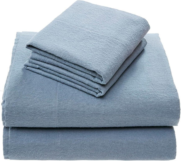 Comfort Spaces Cotton Flannel Warm Deep Pocket King Sheets Blue