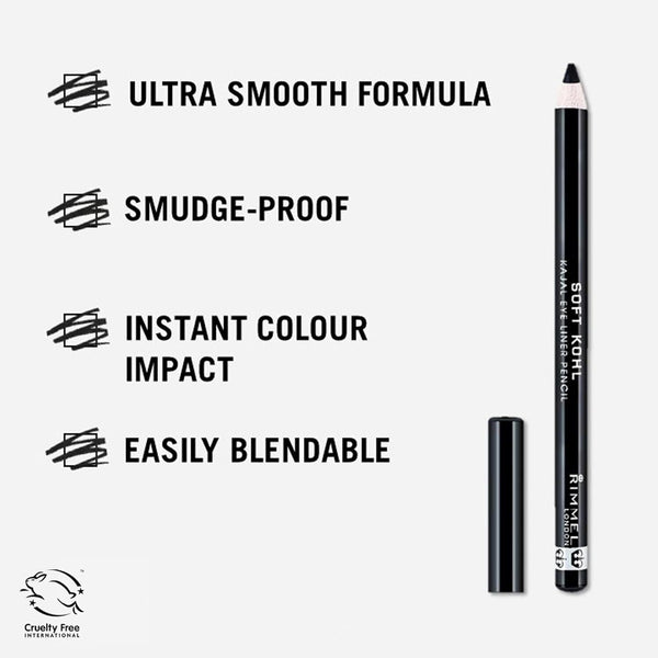 Rimmel London Soft Kohl Smudge-proof Eyeliner Pencil Jet Black Pack of 15