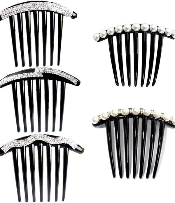 5 Pcs Pearl Hair Combs - Side, Bun, Bridal Accessories for Girls