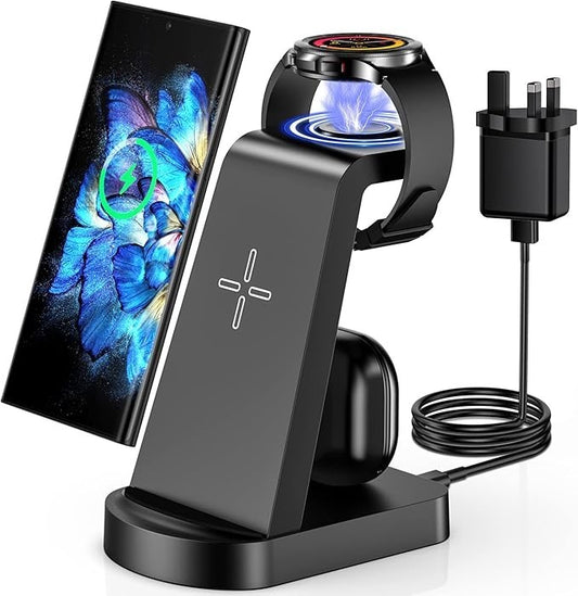 YSYFAD G618C 3in1 Wireless Charger S23/S22/S21/Note20 Z Fold Watch Buds Black