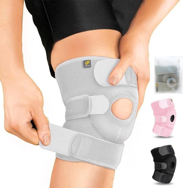 AVIDDA Open Patella Knee Braces (Pair), Grey L (18.5x22.5"), Joint Pain Support