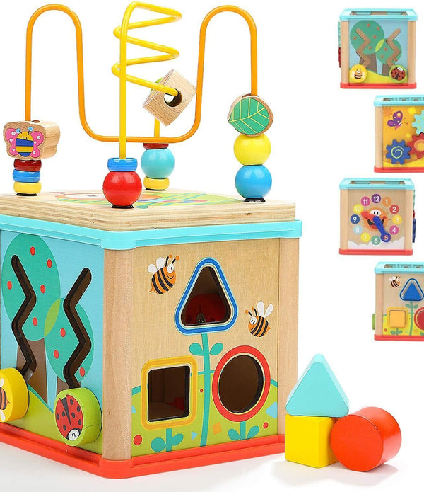 5 in 1 Wooden Activity Cube Kids Educational Multipurpose Baby Learning Toys