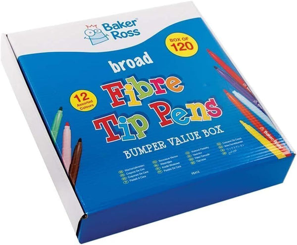 Baker Ross 144 Broad Tip Marker Pens, Colouring Art Pens for Kids, Party Favors