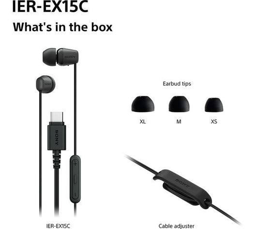 Sony IER‑EX15C USB‑C Wired Earbuds – Lightweight In‑Ear Black **FAULTY MIC***