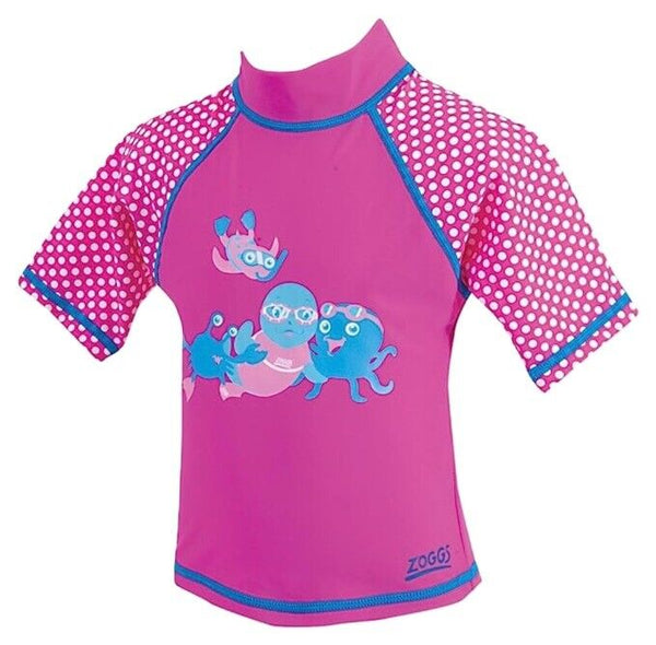 Zoggs UPF 50+ Sun Protection Swim Top Beach Holiday- Pink, Age 3-6 Months 