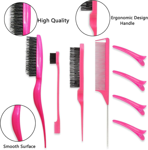 8PCS Slick Back Hair Brush Set � Gel Styling Sleek Ristle Comb for Hairdressers