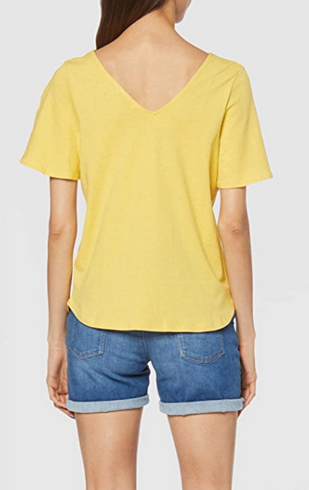 Women's T-Shirt Top EDC by Esprit Yellow Medium (Size 12) Short Flared Sleeves