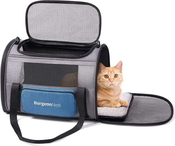 BurgeonNest Cat Carrier for Large Cats 20lbs & Small Dogs Travel