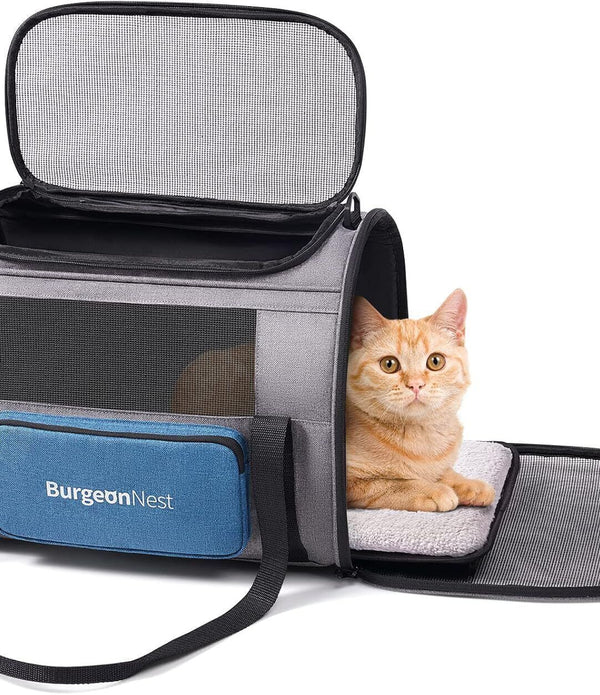 BurgeonNest Cat Carrier for Large Cats 20lbs & Small Dogs Travel