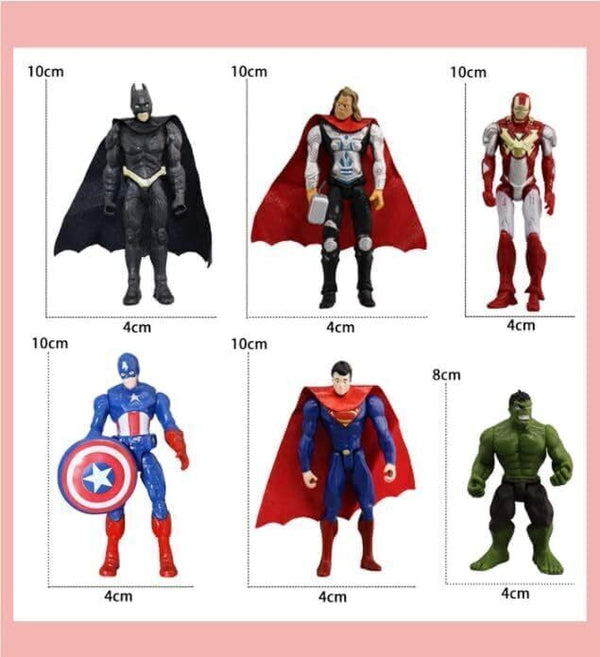 Avengers Cake Decoration, 6-Piece Cake Topper Set, Superheroes Figures, Birthday