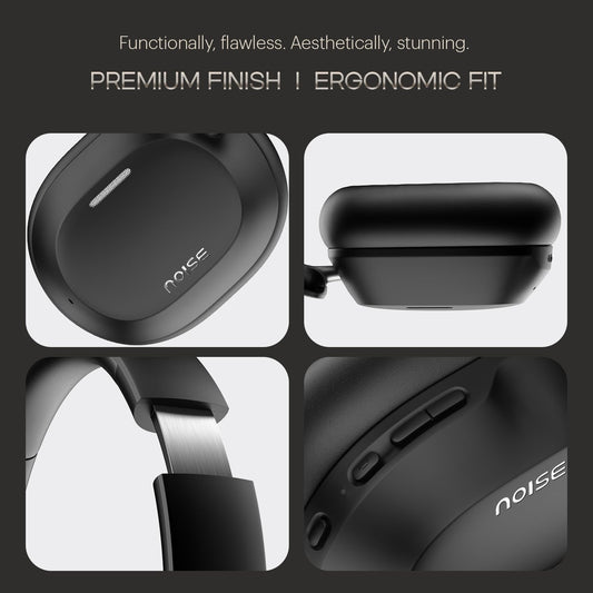 Noise Airwave Max 5 Wireless Over-Ear Headphones ANC, Dual Pairing, Carbon Black