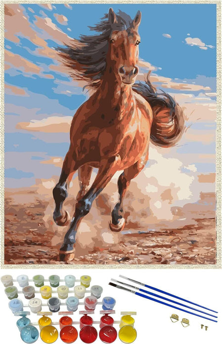 ICOOSTOR PAINT BY NUMBERS KIDS & ADULTS RUNNING HORSE DIY KIT