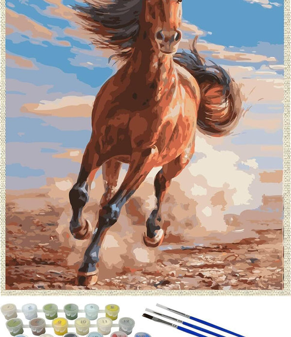 ICOOSTOR PAINT BY NUMBERS KIDS & ADULTS RUNNING HORSE DIY KIT