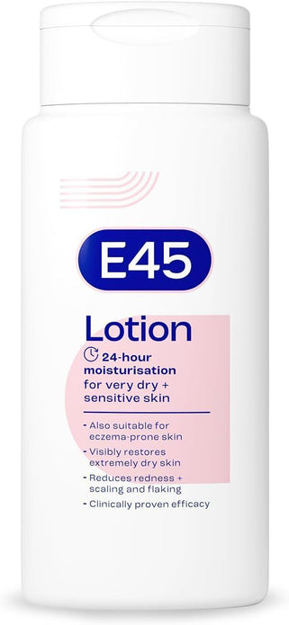 4 PACK E45 Dermatological Moisturising Lotion 4x200ml Skin Moisturiser Multipack