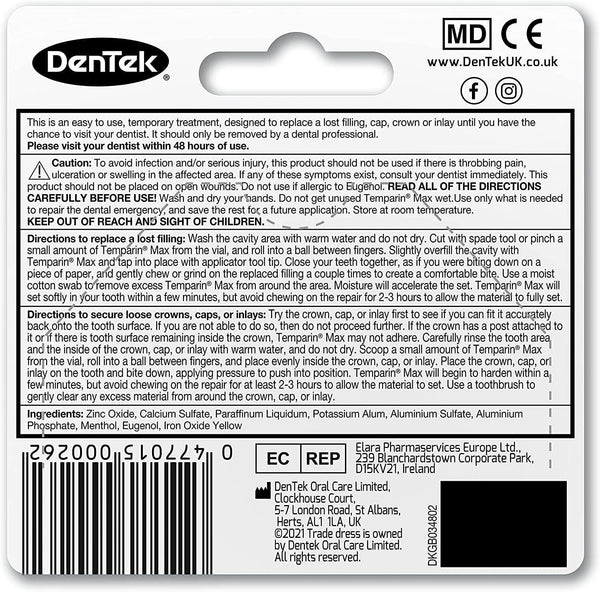 DenTek Temparin Max Tooth Repair Kit - Pack of 2 Temporary Filling