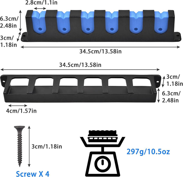 JSHANMEI 6-Rod Vertical Fishing Rod Rack - Wall Mounted, Blue