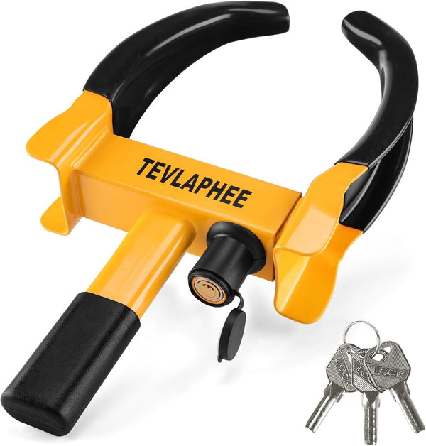 Tevlaphee Heavy Duty Universal Wheel Lock - Black & Yellow