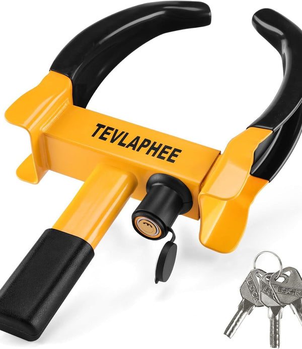 Tevlaphee Heavy Duty Universal Wheel Lock - Black & Yellow