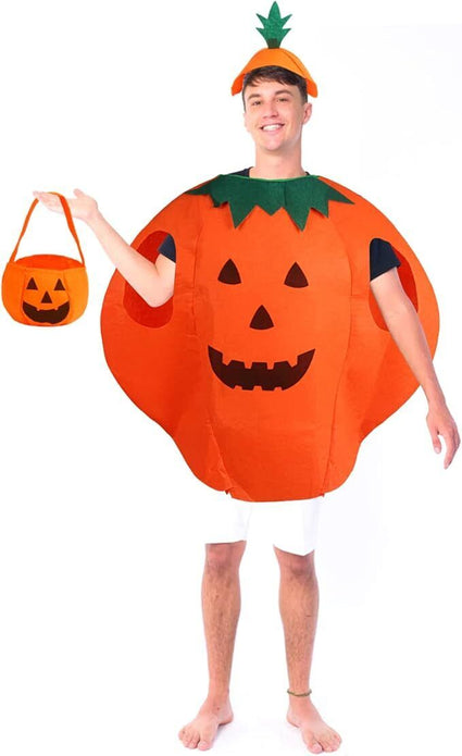 Halloween Pumpkin Costumes Fancy Dress with Hat for Adult
