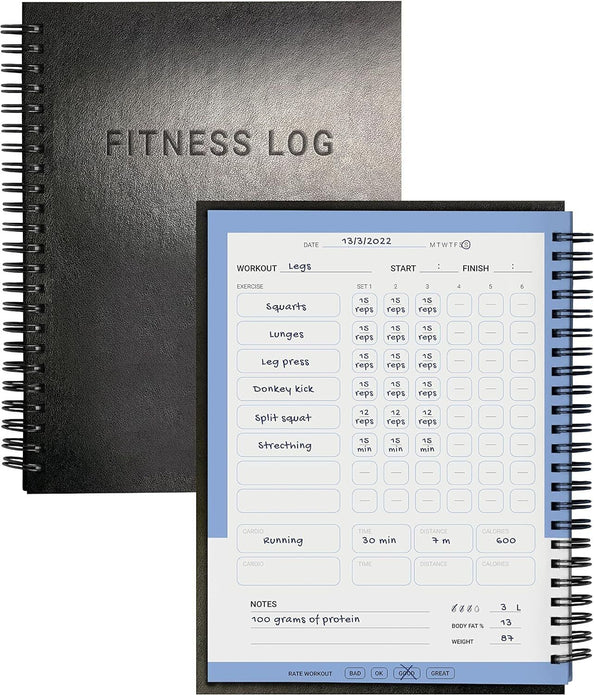 PosterMate FitMate Gym Workout Log Book 160-Page Spiral Journal Waterproof