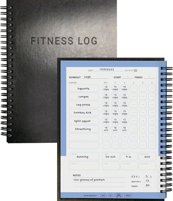 PosterMate FitMate Gym Workout Log Book 160-Page Spiral Journal Waterproof