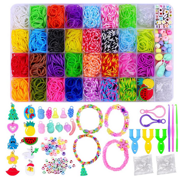 1800 Piece Loom Bands Set, DIY Rubber Bands for Bracelets & Necklaces Kids