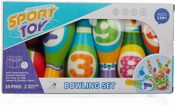 Kids Educational Bowling Set with 10 Bowling Pins and 2 Balls Party Family Games