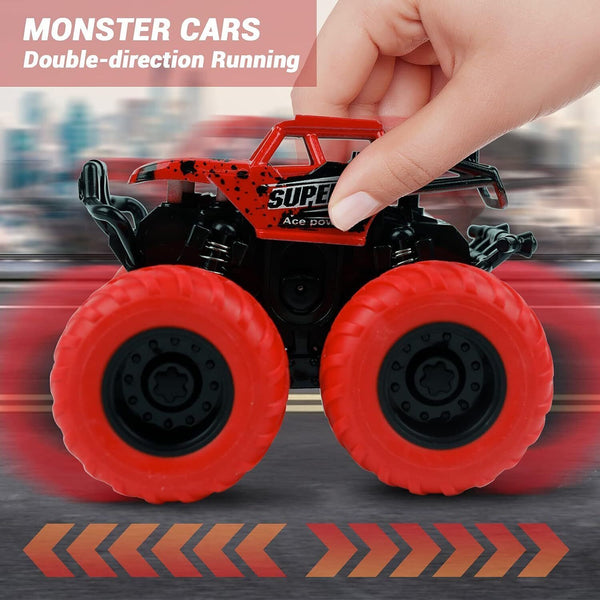 2PCS Monster Inertia Trucks 360 Rotation Pullback Off-road Cars  Xmas Gift