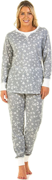 Wysteria Lane Heather Grey XL Animal Print Cotton Pyjama Set