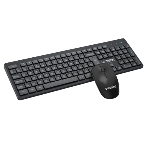 Victsing Wireless Bluetooth Keyboard & Mouse Set Black - Long Range (10m) PC176 